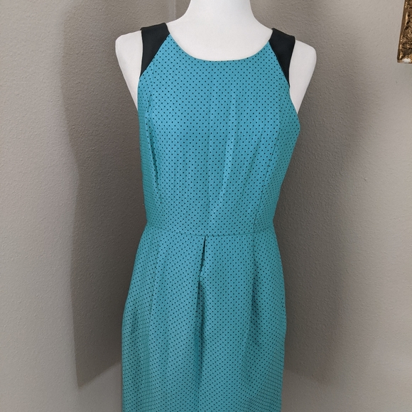 Kensie Teal w/ Pokadot Black Shoulder Small dress - Picture 7 of 15